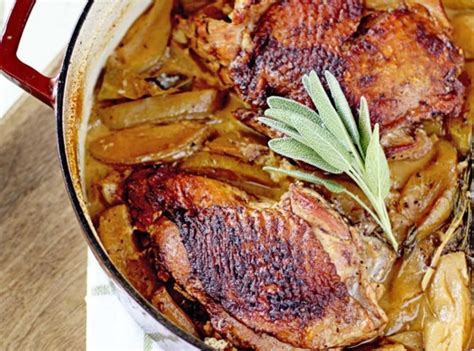hard cider braised turkey thighs and apples recipe just