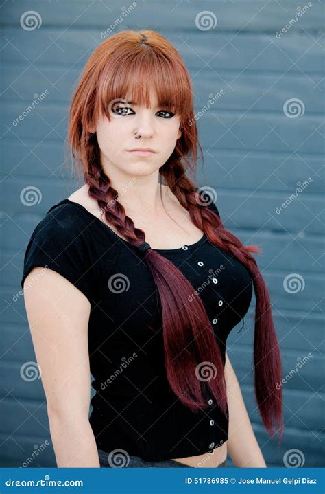 rebellious teenager girl with red hair stock image image of braiding