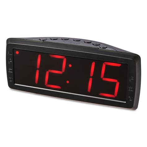 Buy Onn Digital Alarm Clock 1 8 Red Lcd Amfm Radio Black Online At