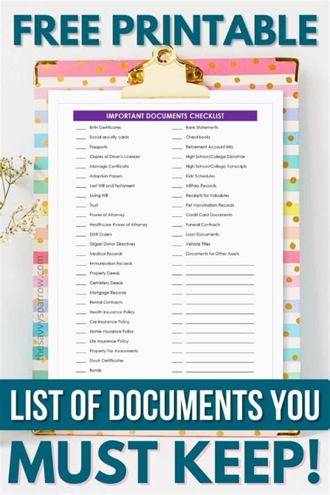 printable important document list