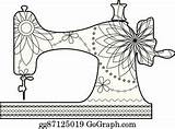 Sewing Machine Coloring Clip Gograph Royalty Vector sketch template