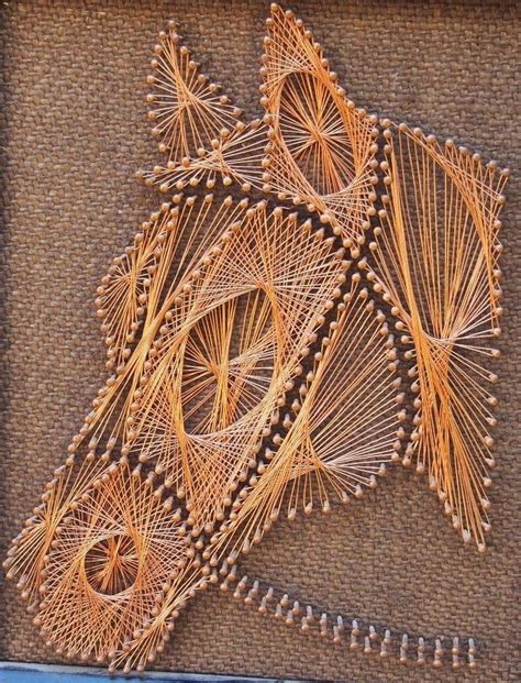 rare vintage  copper wire string art horse head framed handmade craft kit vtg