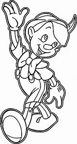 Pinocchio Coloring Cartoon Waving Wecoloringpage Pages Disney sketch template