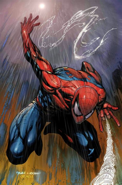 Spider Man Flying Through The Air With His Arms Outstretched In Front