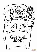Coloring Pages Well Soon Printable Color Girl Card Drawing Thermometer Cards Supercoloring Getcolorings Print sketch template