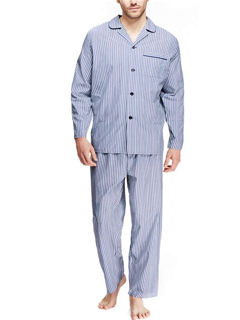 marks  spencer  neutral mens cotton blend striped pyjamas size small  xxl