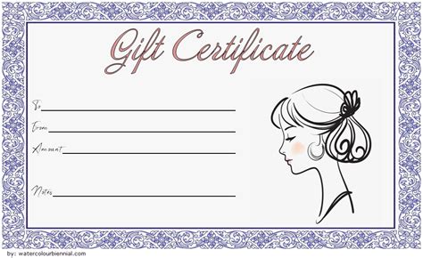 blank hair salon gift certificate template printable  gift