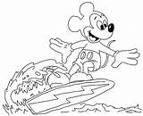 Surfing Coloring Mickey Mouse Wave Color sketch template