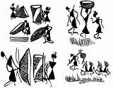 Warli Drawings Women Painting Motifs Two Simple Stock Designs Carrying Sketches Baskets 3d Baby Google Fire sketch template