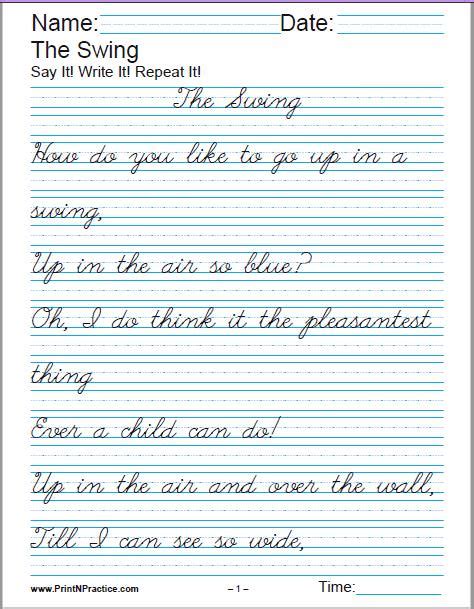 printable handwriting practice sentences printable templates