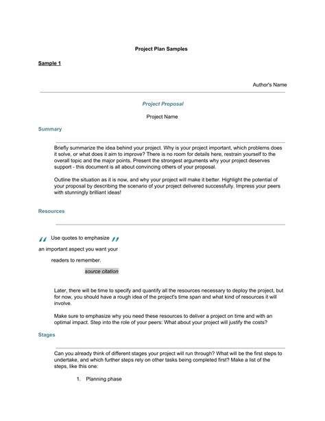 simple project plan examples   ms word pages google docs examples