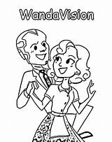 Wandavision Coloring Wanda Pages Printable Sitcom Scarlet Witch sketch template