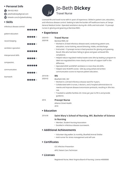 travel nurse resume examples  guide  tips