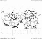 Kids Choir Singing Clip Toonaday Outline Royalty Illustration Cartoon Rf Clipart sketch template