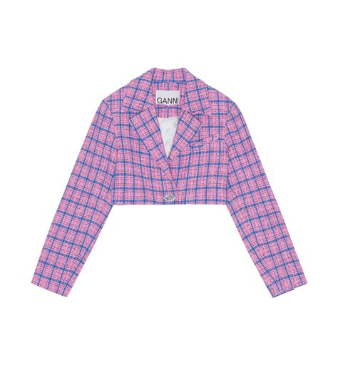 ganni checkered cropped blazer clothing anna nina