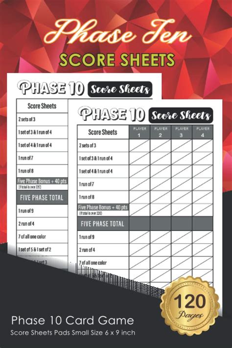 phase  card game score sheets pads phase  card game score sheets