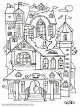 Haunted Coloring Pages House Getdrawings sketch template