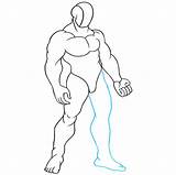 Muscle Man Bodybuilder sketch template