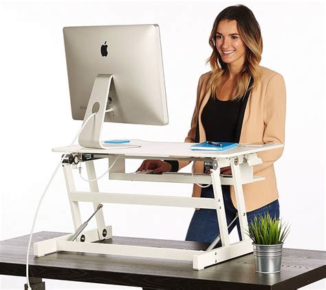 white standing desk  deskriser height adjustable heavy duty sit  stand office desk