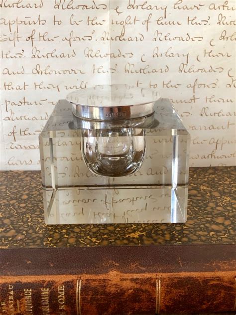 silver topped glass inkwell birmingham 1923 european antiques