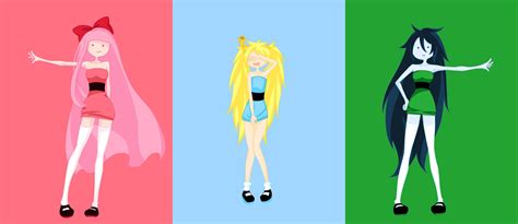 adventure time x powerpuff girls blossom commander and the leader bubbles she is the joy and