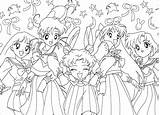 Coloring Sailor Moon Group Pages Getcolorings Color sketch template