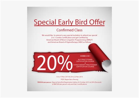 Confirmed Class With Special Early Bird Offer Of 20 Early Bird