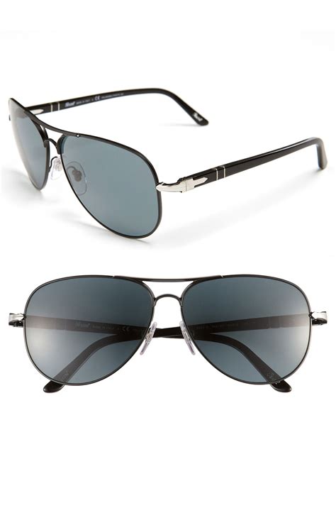 persol metal aviator sunglasses in black for men black blue lyst