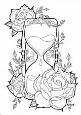 Hourglass Coloring Tattoo Pages Template Hour Drawing sketch template