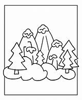 Coloring Snowy Mountain Winter Season Illustration Snow Pages Getcolorings sketch template
