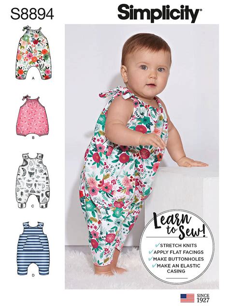 simplicity baby rompers sewing pattern   john lewis partners
