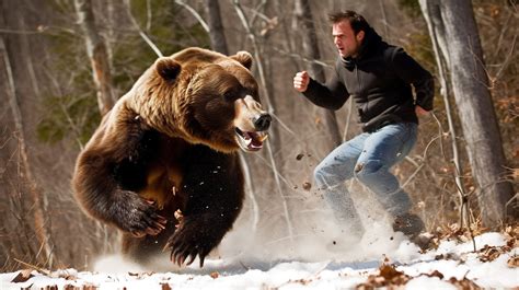 man chasing   bear   woods background bear attack picture bear animal background