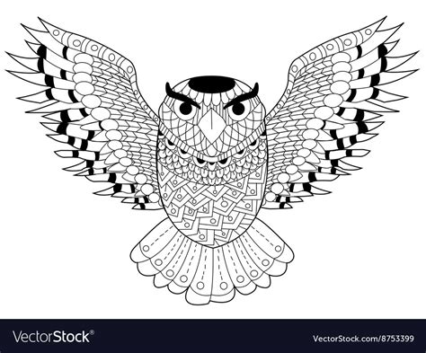 owl coloring  adults royalty  vector image