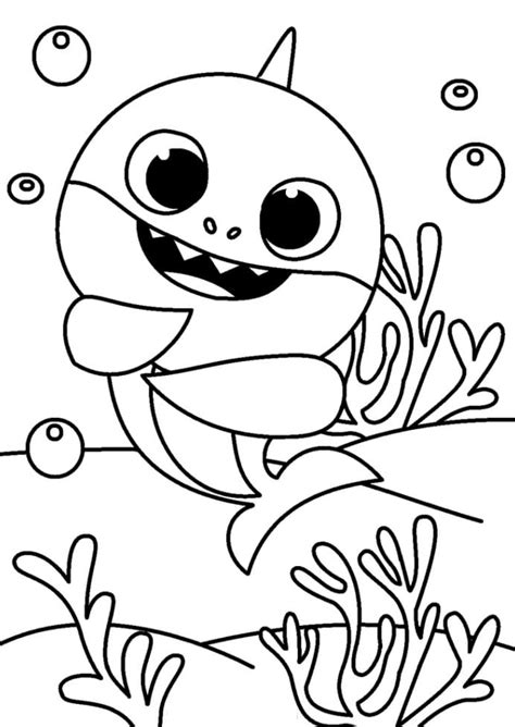 baby shark adorable coloring page  printable coloring pages  kids