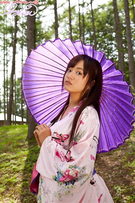 Mayumi Yamanaka Japanese Cute Idol Sexy Purple Kimono Robe In The
