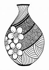 Flower Mandalas Zentangle Draw Jarrones Vases Adultes 123rf Pintados sketch template
