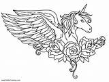 Alicorn Coloring Pages Pegasus Flower Printable Kids Adults Color sketch template