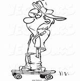 Teenage Cartoon Coloring Boy Skater His Vector Pockets Outlined Hands Skateboarding Leishman Ron Royalty sketch template