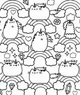 Pusheen Coloring Pages Cat Book Unicorn sketch template