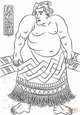 Sumo Coloring Wrestler Utagawa Kuniyoshi Pages Misc Artists sketch template
