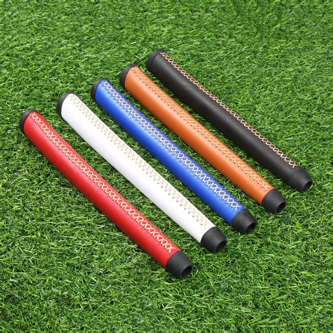 gohantee  leather handmade golf putter grips retro aesthetic  colors mid size golf club