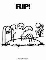 Rip Coloring Tombstone Ghost sketch template