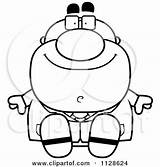 Scientist Male Pudgy Outlined Sitting Clipart Cartoon Thoman Cory Vector Coloring Royalty Chubby Happy 2021 sketch template