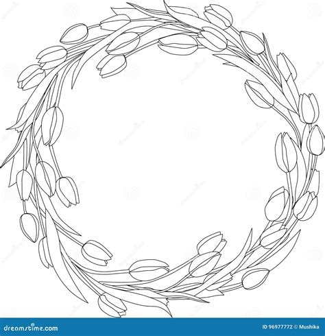 simple flower wreath coloring page judith  cole