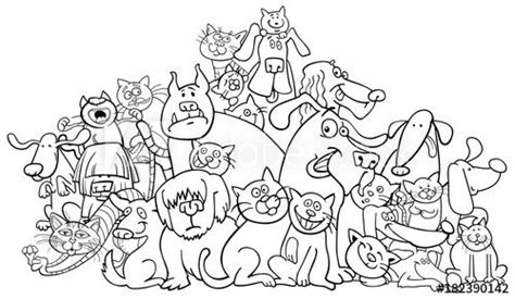 large group  cats  dogs  standing    shape