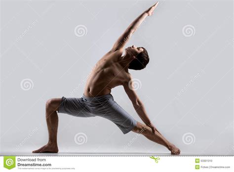 yoga reverse warrior pose stock photo image