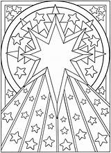 Coloring Pages Stars Sun Moon Star Adult Printable Adults Colouring Books Kids Space Color Dover Mandala Sheets Celestial Pattern Starburst sketch template