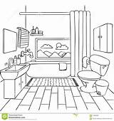Bathroom Coloring Vector Hygiene Objects Cartoon Dreamstime Drawn Hand Clipart Similar sketch template