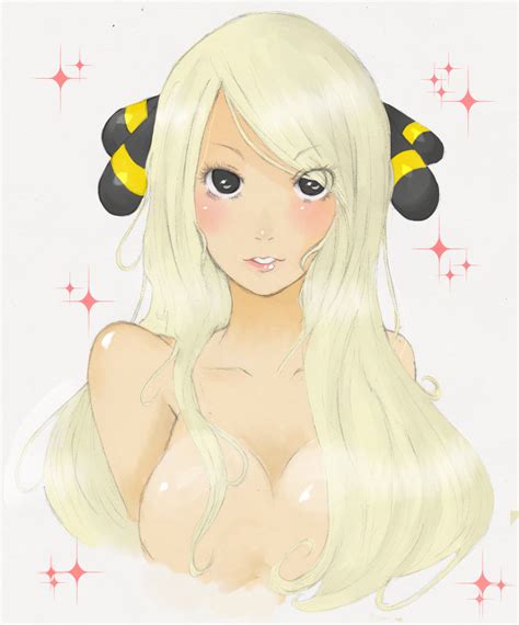 rule 34 blonde hair blush breasts cintia pokémon color cynthia