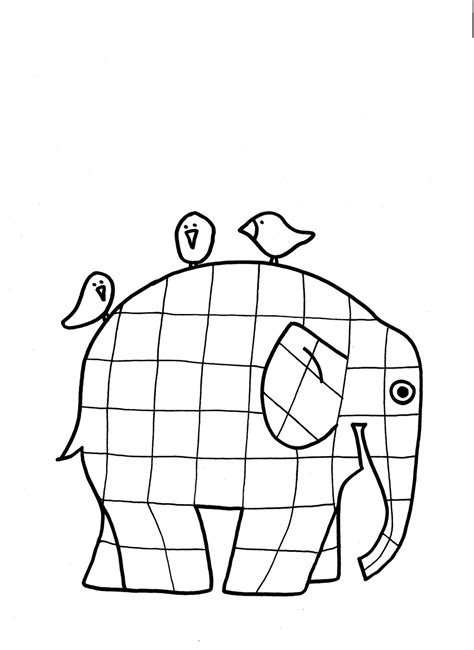 lines  elmer  patchwork elephant coloring page elmer